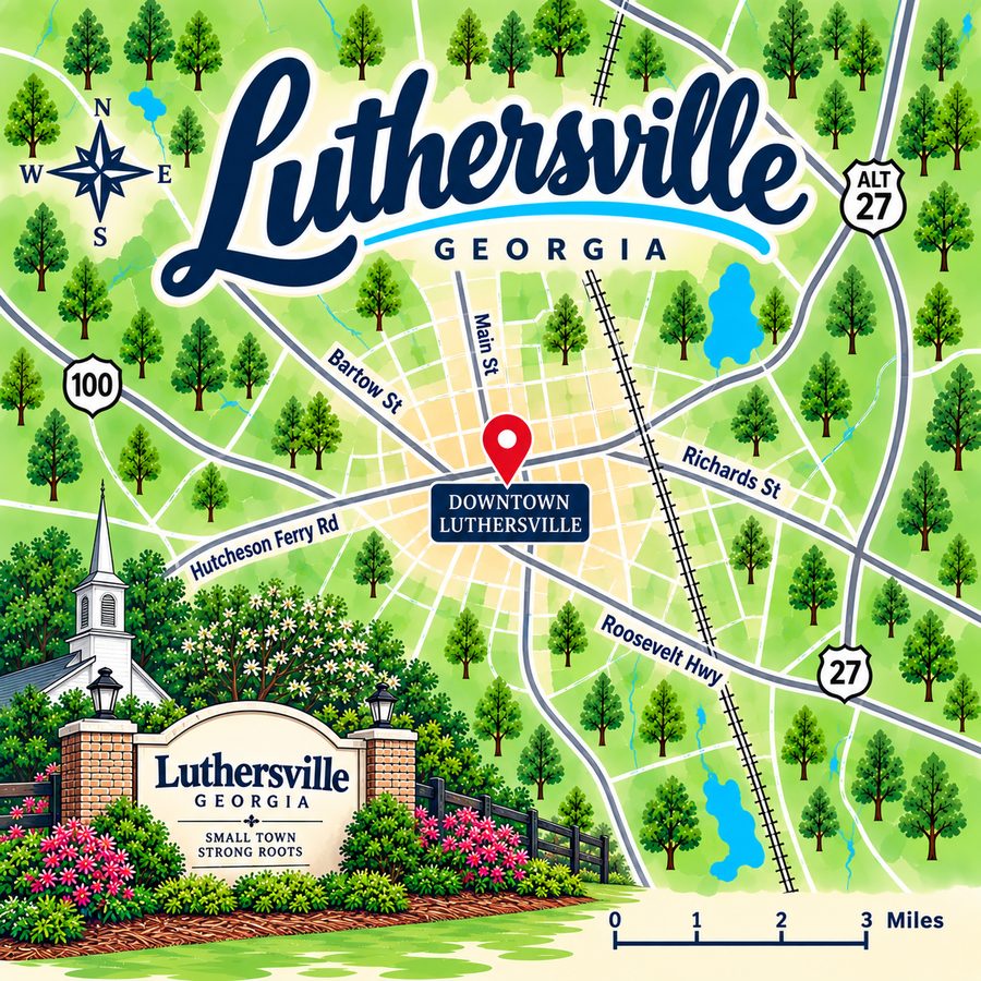 Map of Luthersville, GA