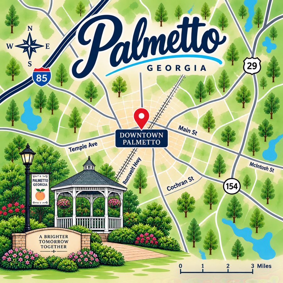 Map of Palmetto, GA