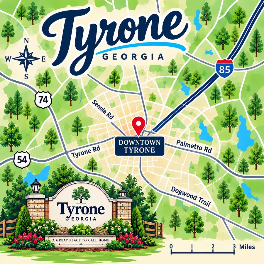 Map of Tyrone, GA